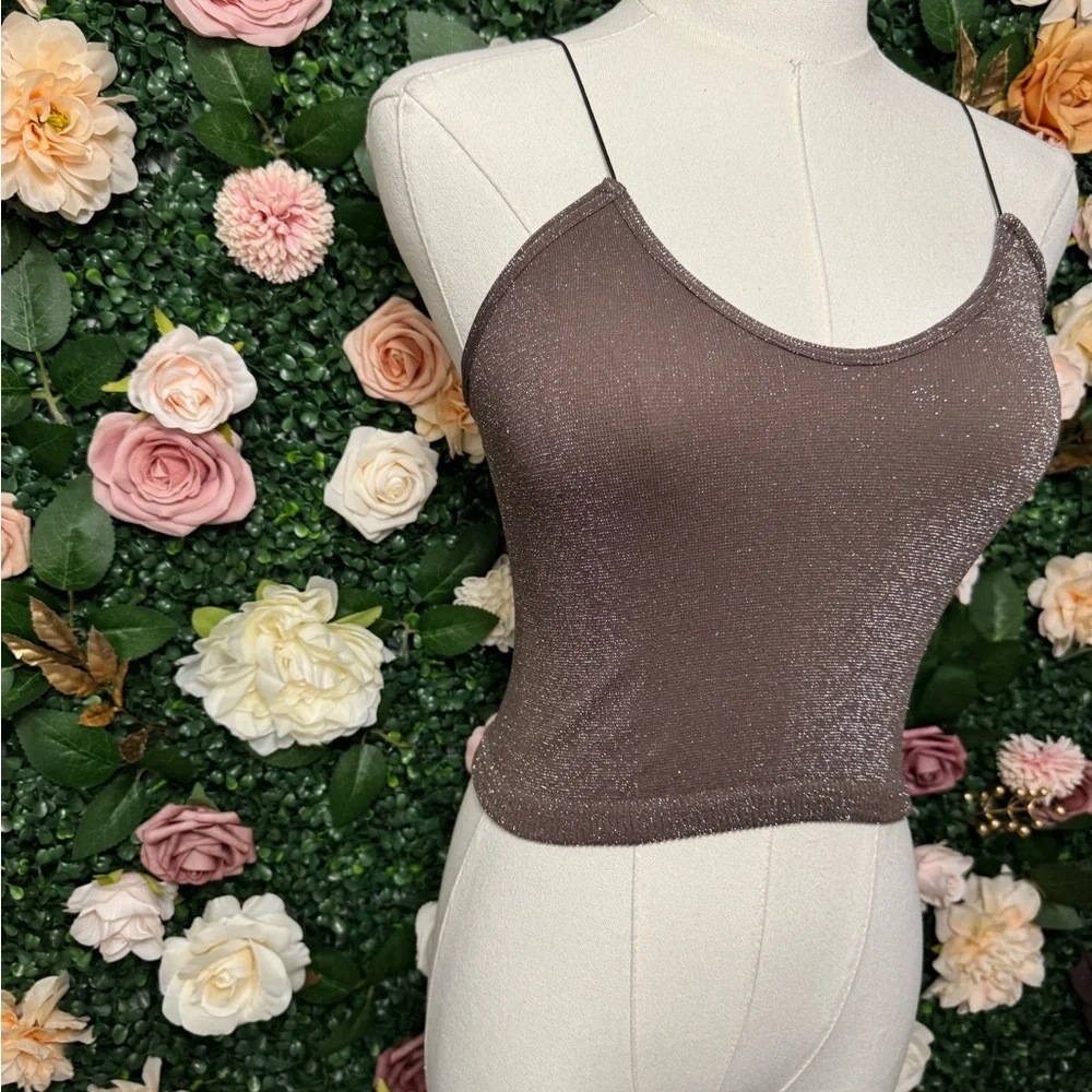 Free People Intimately Shimmery Spaghetti Strap Crop Top NWOT
